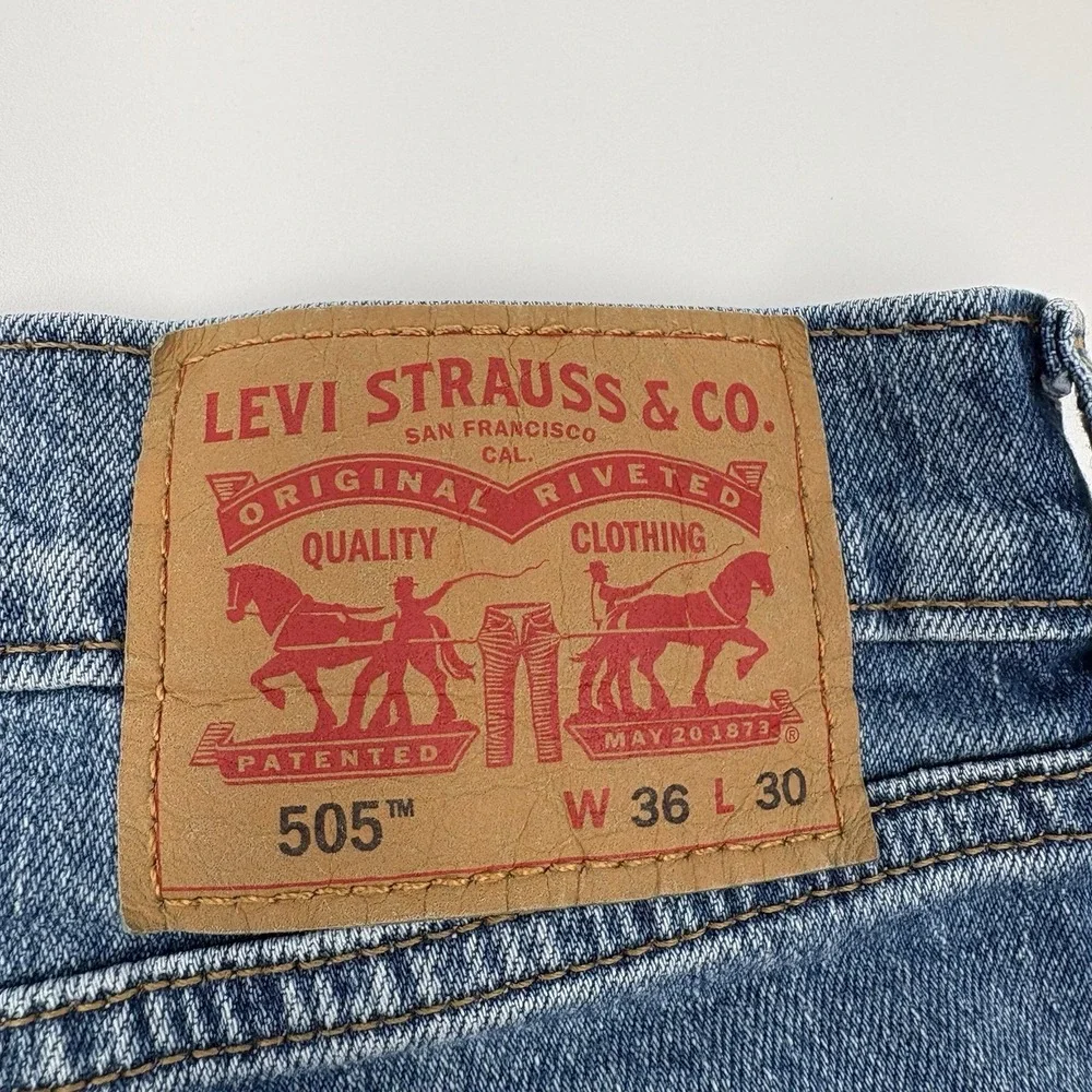 Levi's 505 Mens Jeans 36x30 Regular Fit Straight Leg Blue Denim